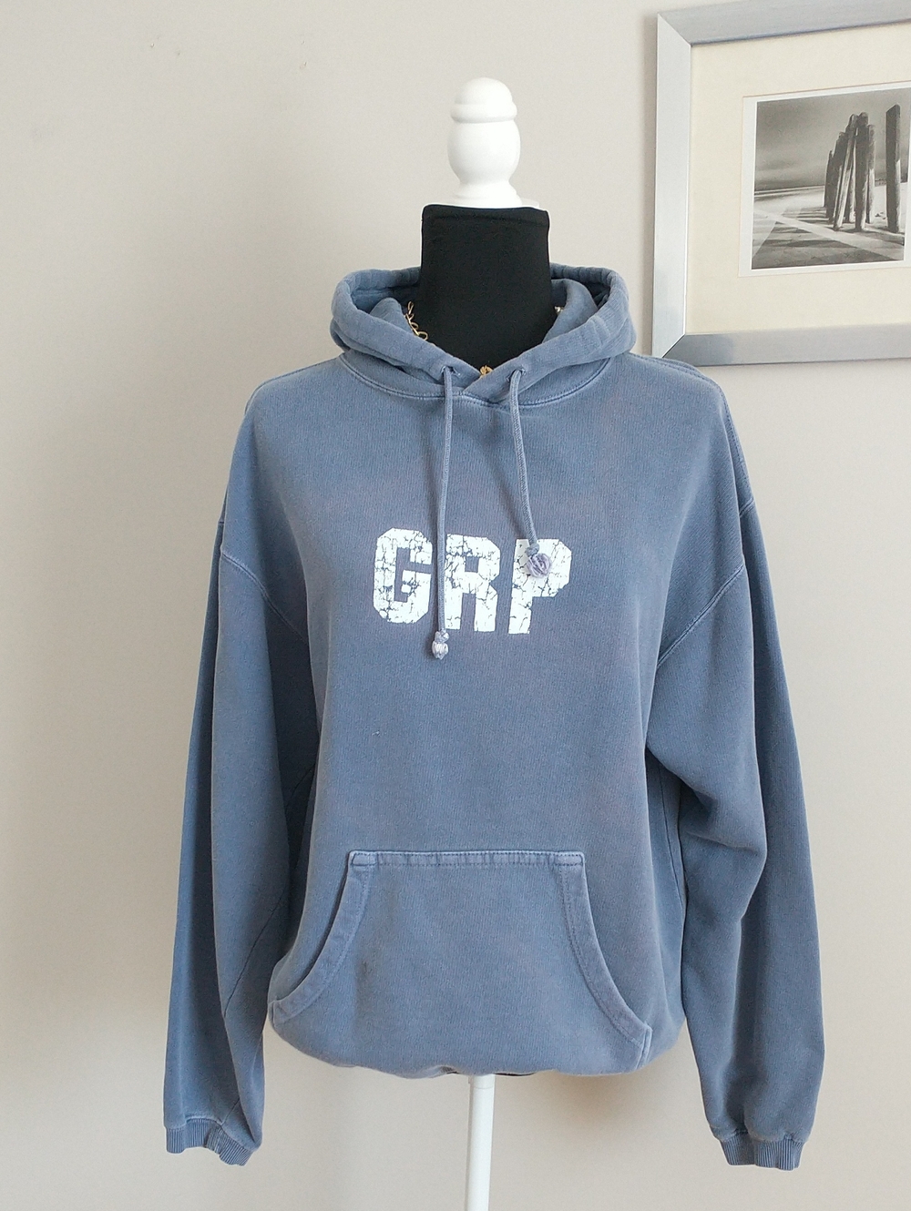 Authentic Pigment Blue GRP Logo Hooded Sweatshirt - Men SIZE S